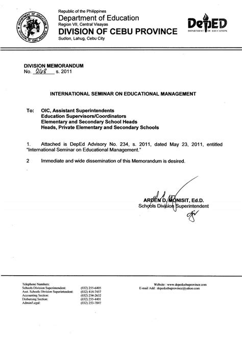 deped memo cebu province.